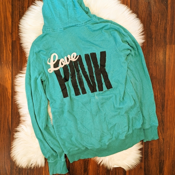PINK Victoria's Secret Tops - PINK Victoria's Secret Zip Up Hoodie Teal Turquoise